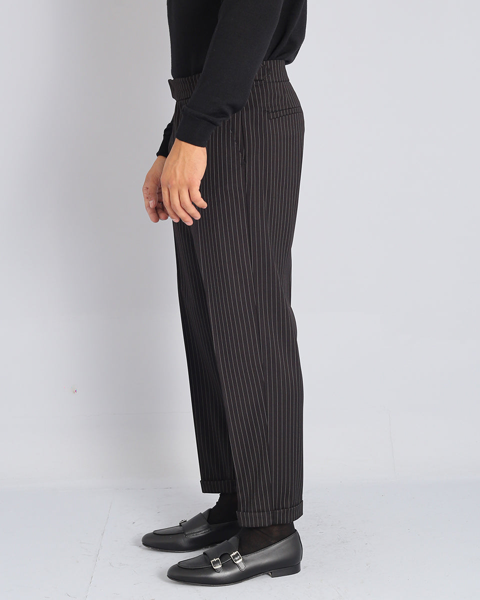 Pantalone Strutturato con fibbia gessato