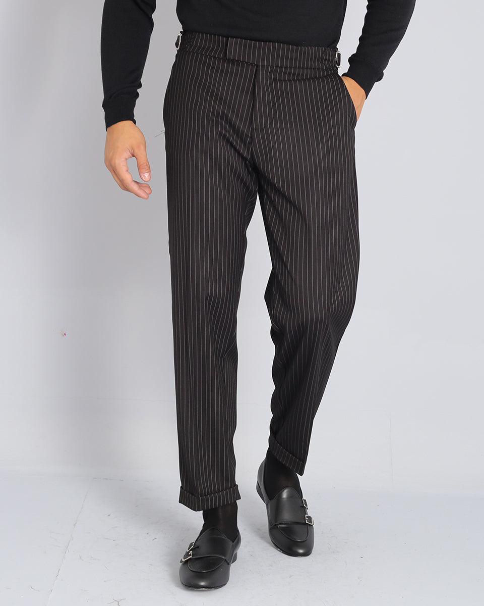 Pantalone Strutturato con fibbia gessato