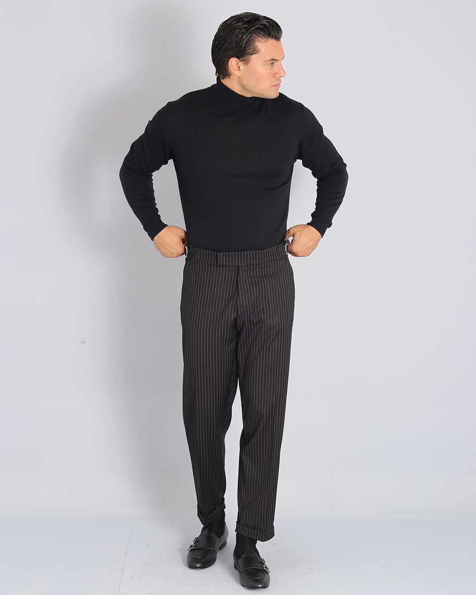 Pantalone Strutturato con fibbia gessato