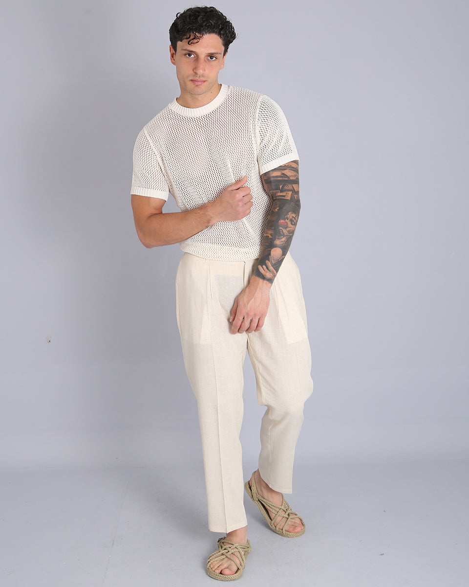 Msm Studio Pantalone Regular Fit in lino