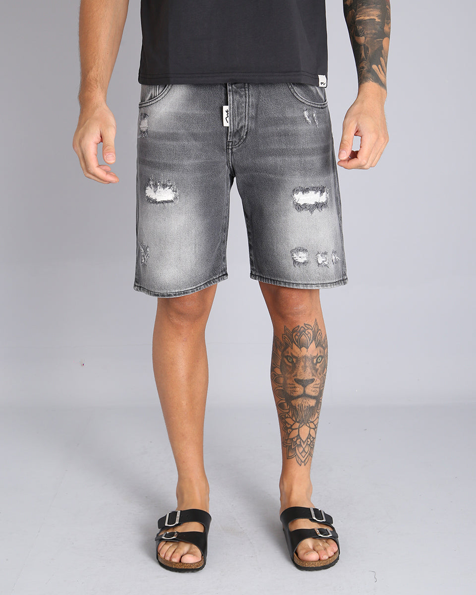 Msm Studio Top Quality Denim Bermuda with rips