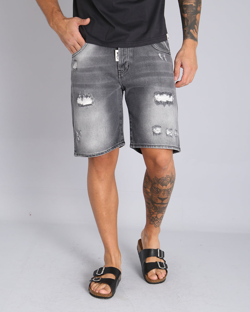 Msm Studio Top Quality Denim Bermuda with rips