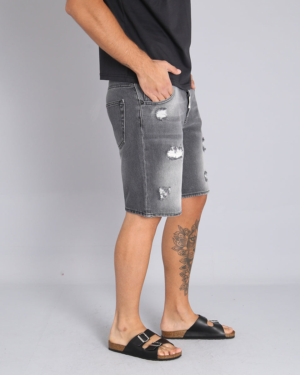 Msm Studio Top Quality Denim Bermuda with rips