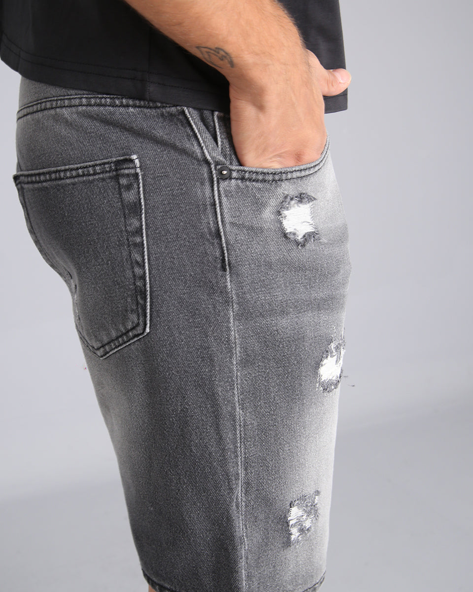 Msm Studio Top Quality Denim Bermuda with rips