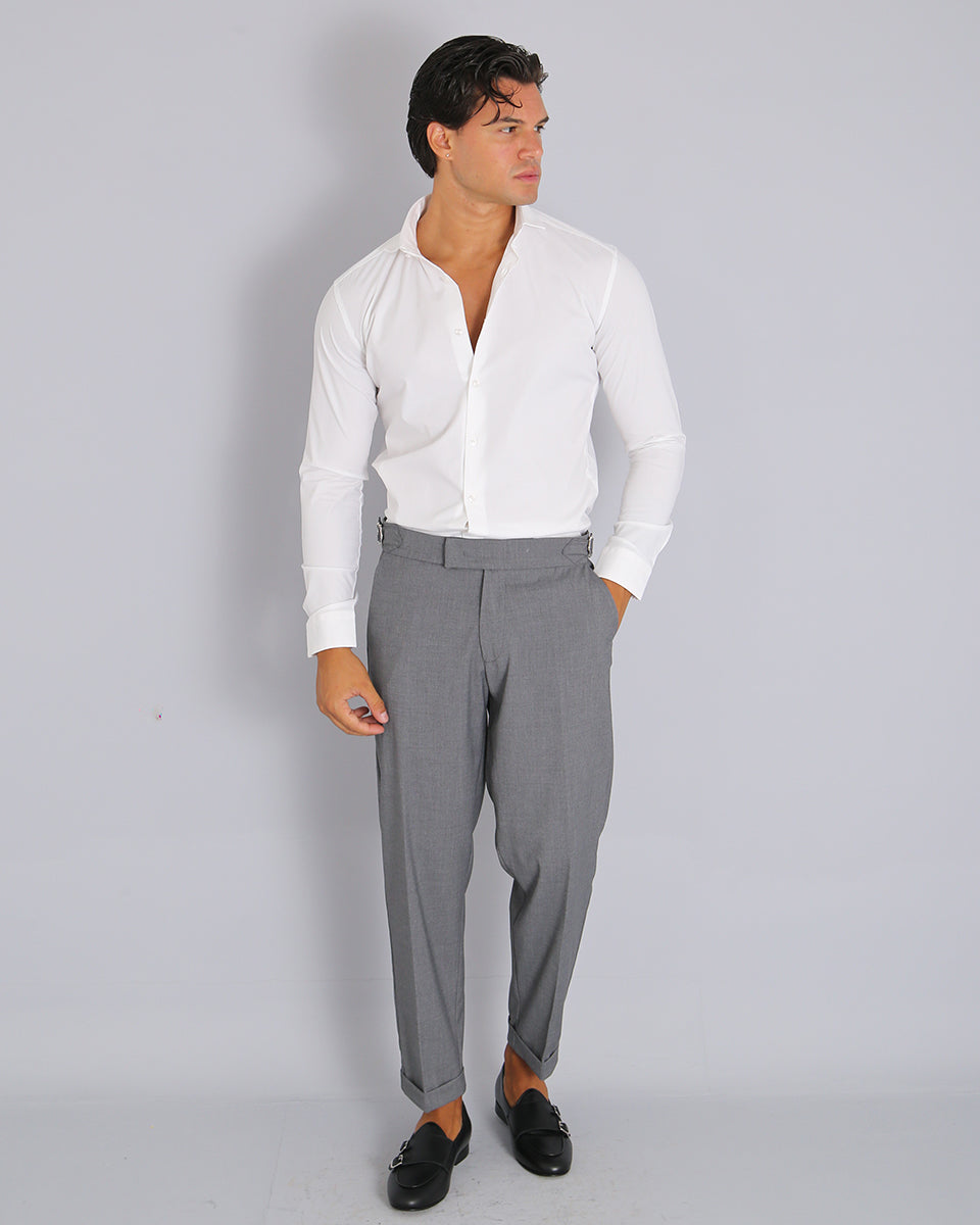 Structured Pants with Buckle 