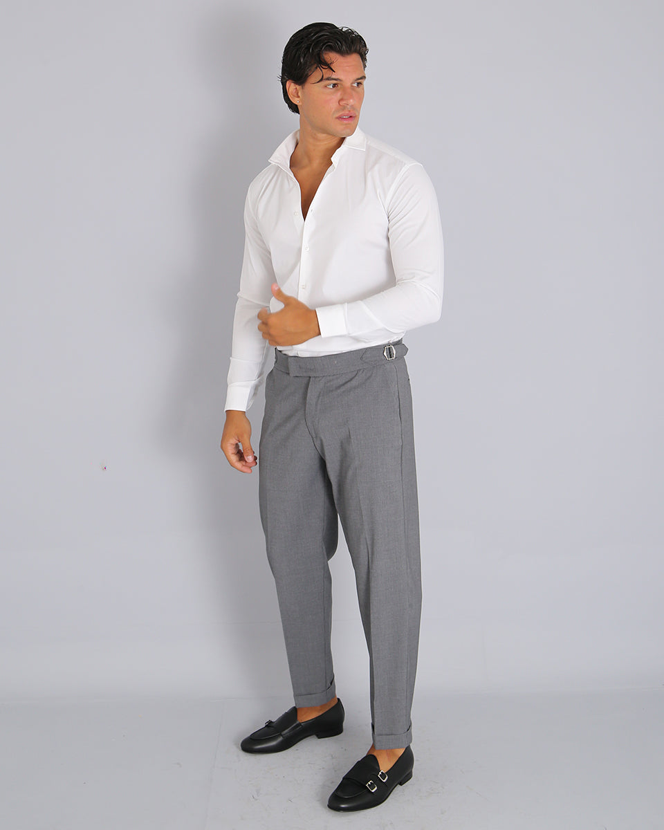 Structured Pants with Buckle 