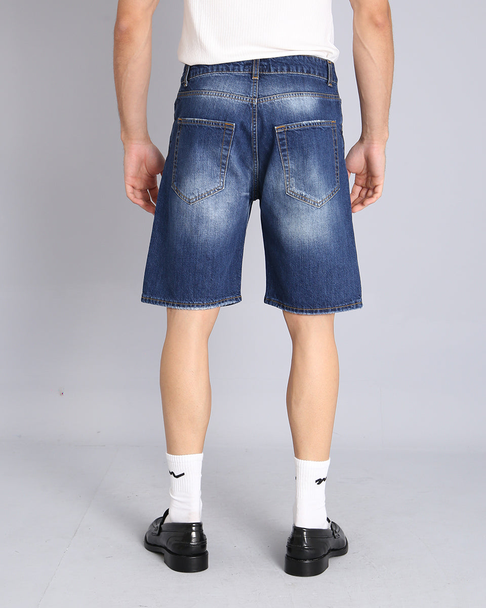 Msm Studio Top Quality Denim Bermuda with rips