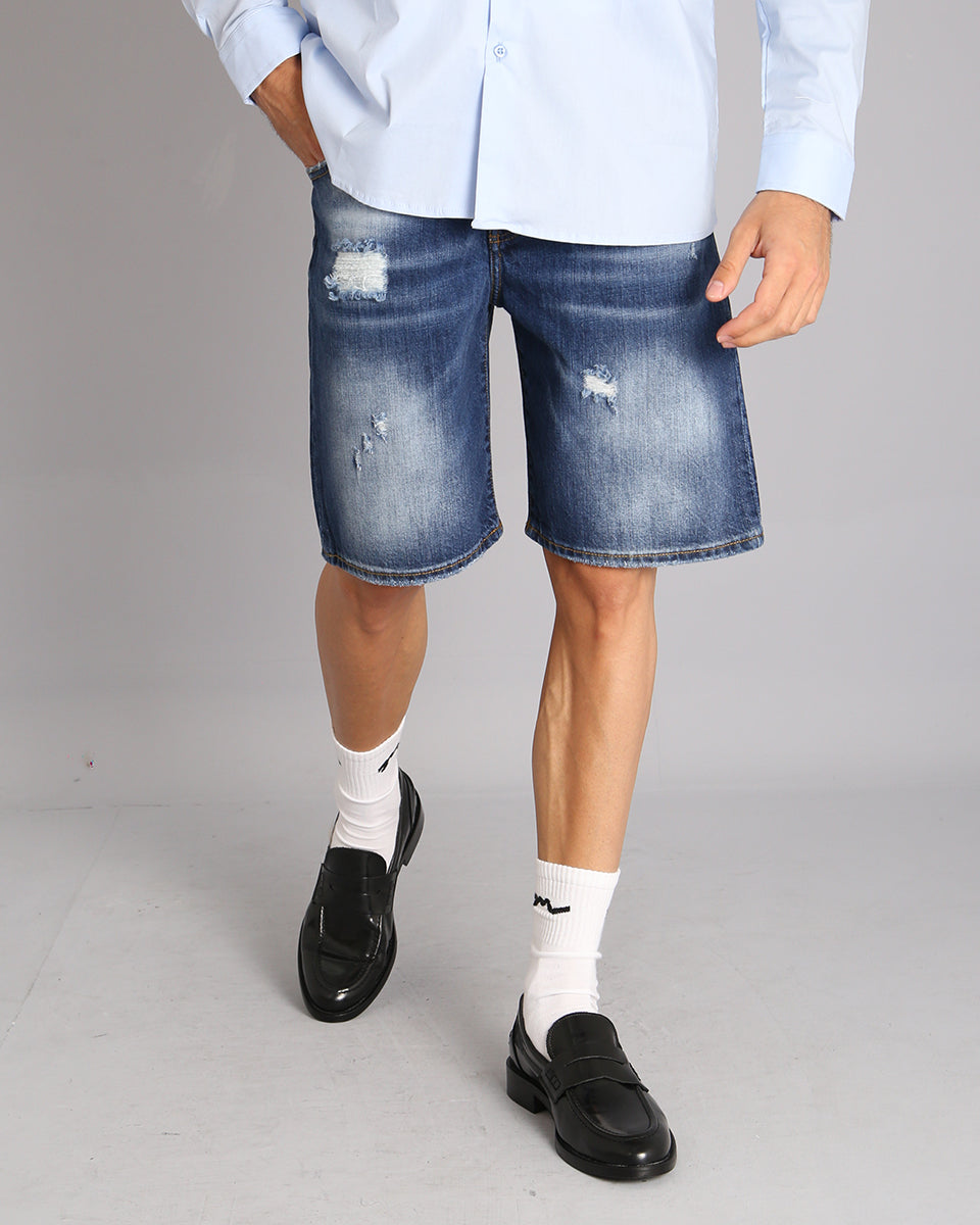 Msm Studio Top Quality Denim Bermuda with rips