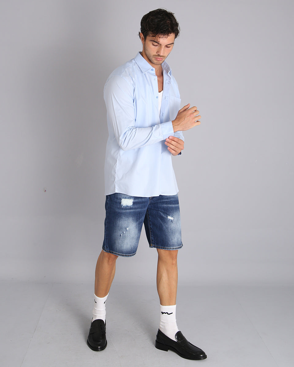 Msm Studio Top Quality Denim Bermuda with rips