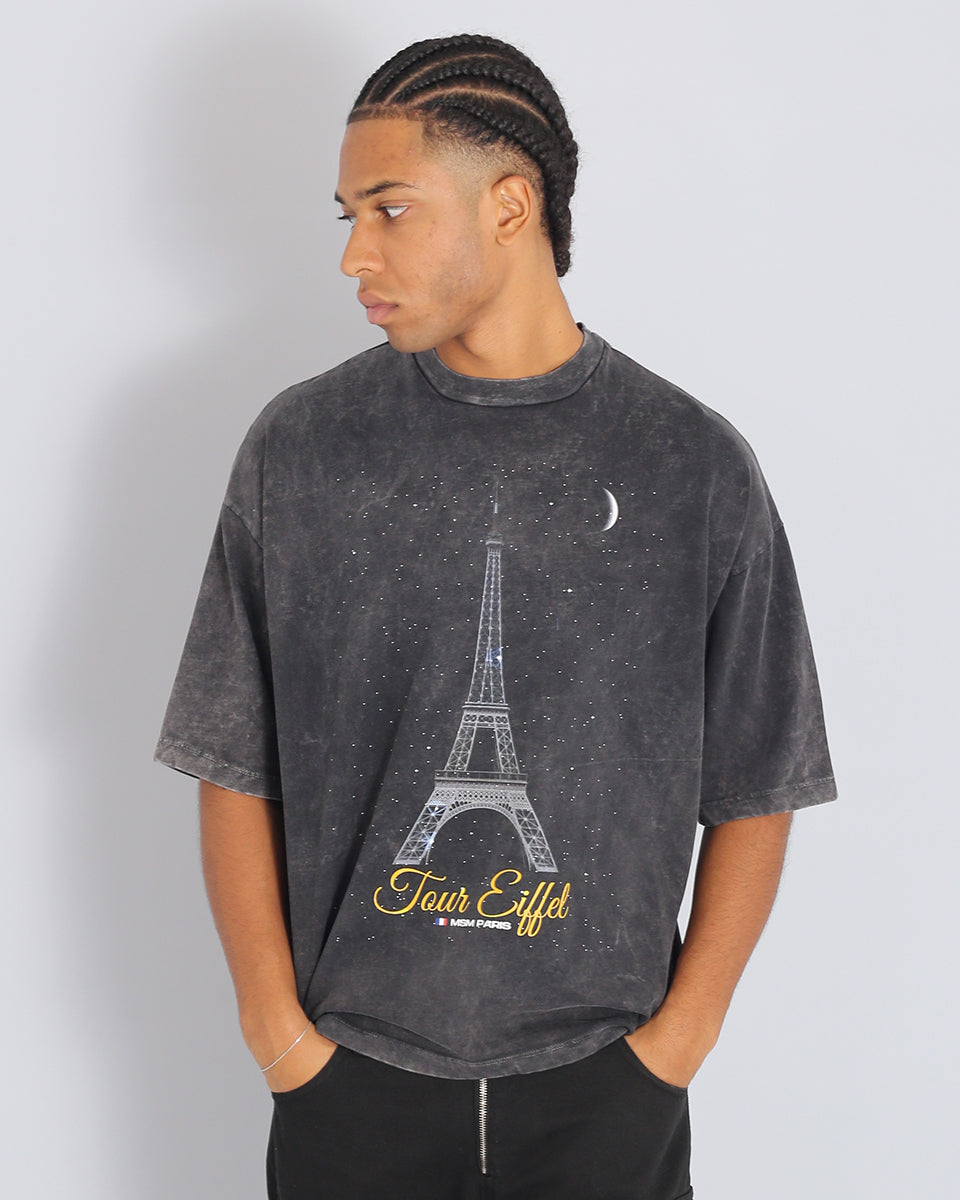 T-Shirt Marmorizzata con stampa Tour Eiffel