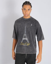 T-Shirt Marmorizzata con stampa Tour Eiffel