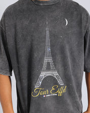 T-Shirt Marmorizzata con stampa Tour Eiffel