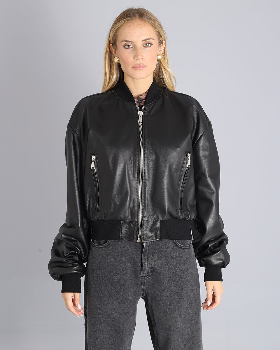 Bomber in pelle Oversize