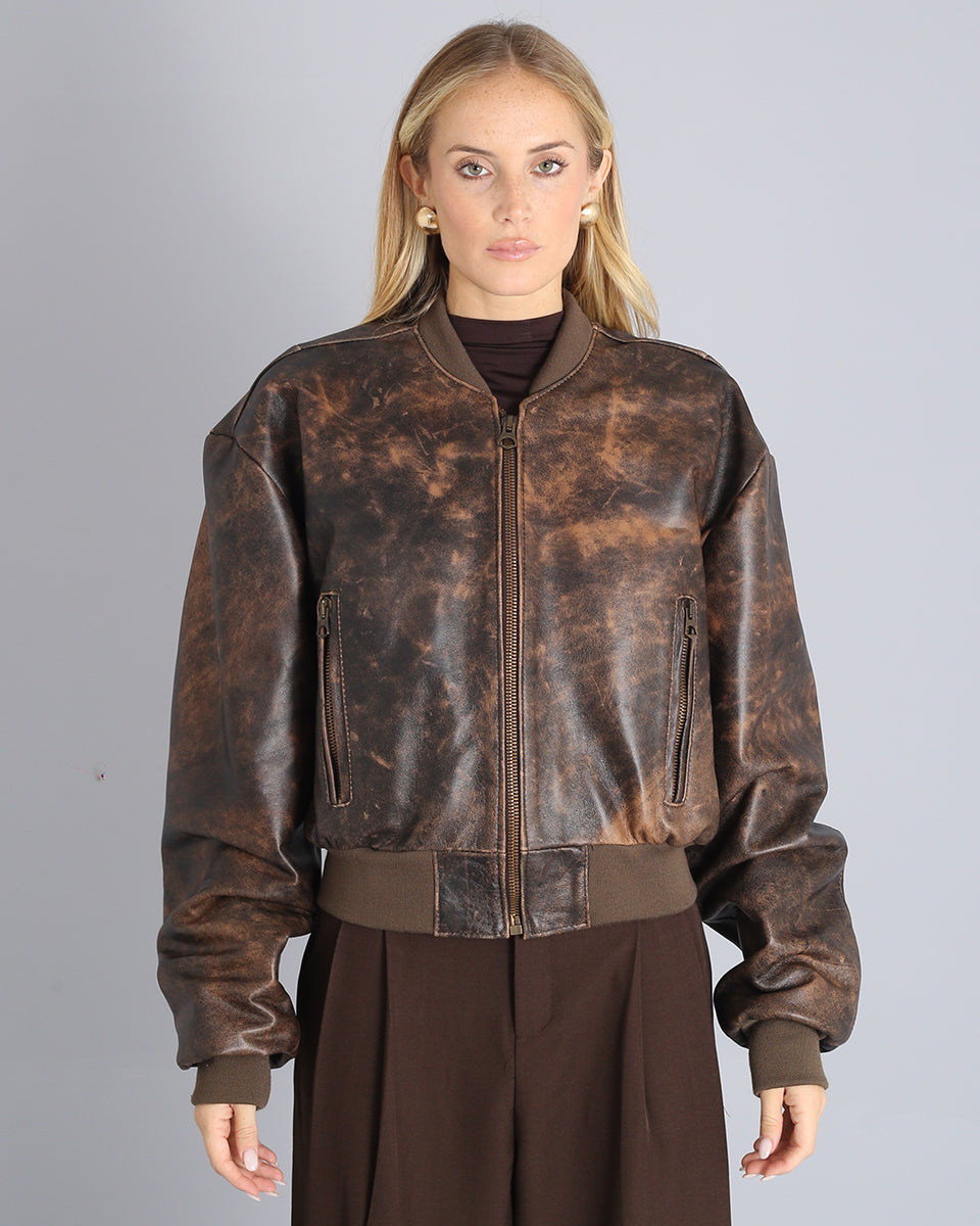 Msm Studio Oversize Leather Bomber Old America