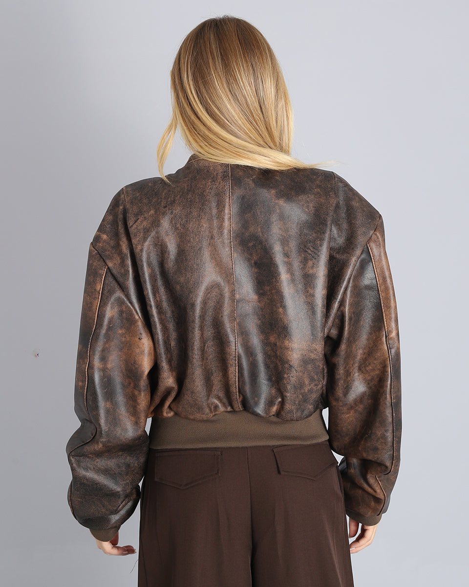 Msm Studio Oversize Leather Bomber Old America