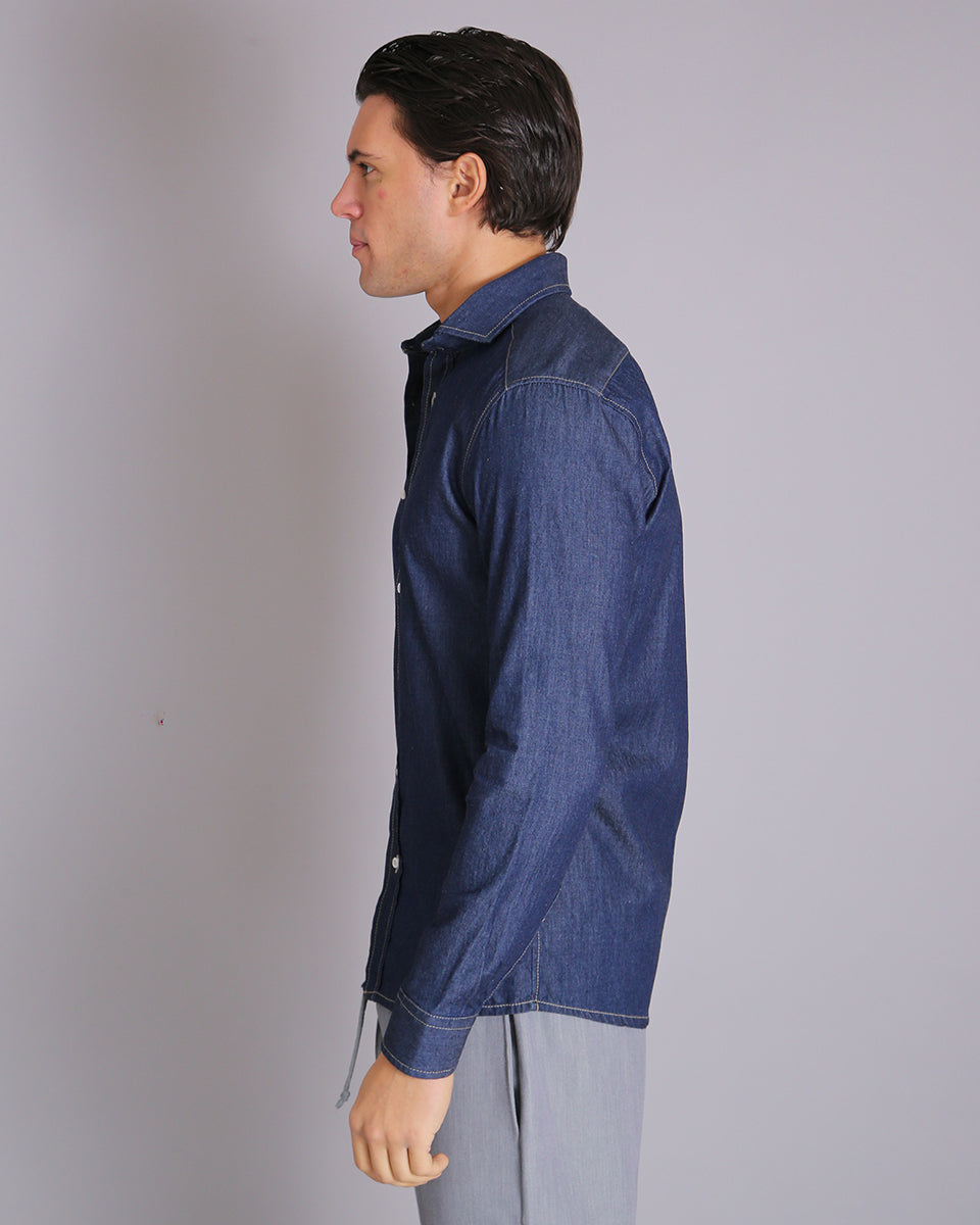 Msm Studio Dark Denim Chambray Shirt 