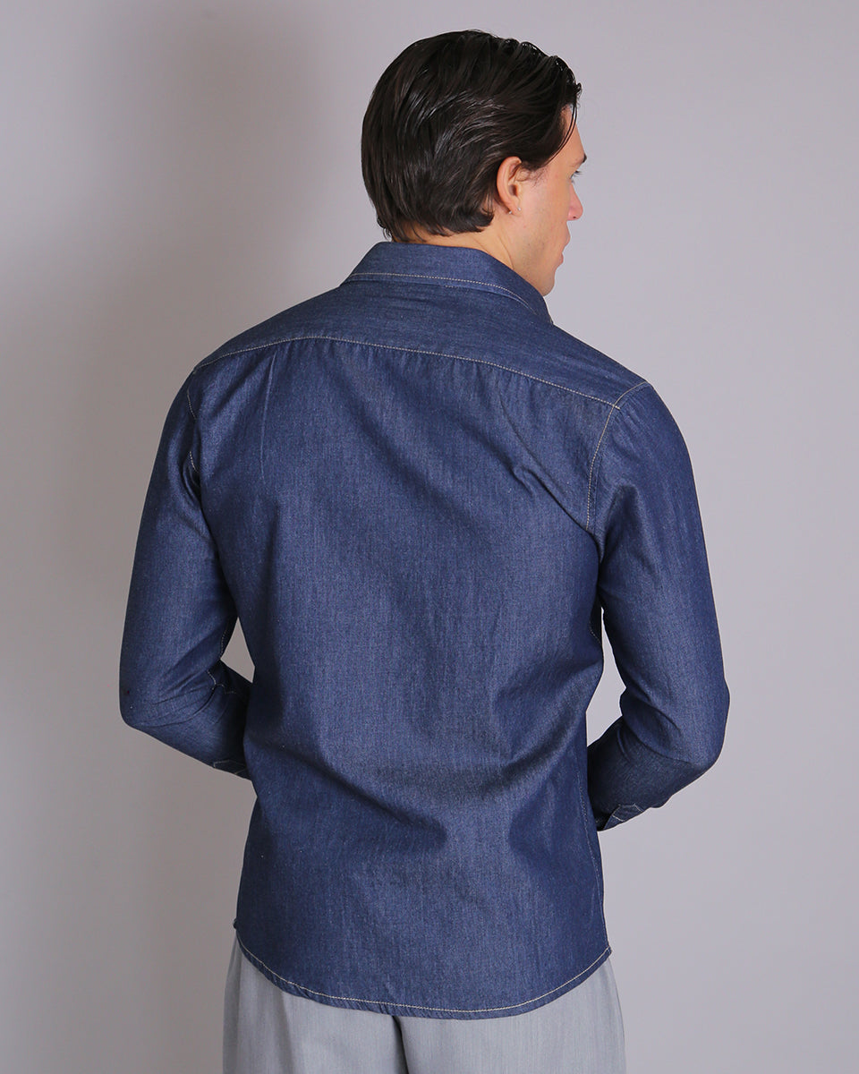 Msm Studio Dark Denim Chambray Shirt 