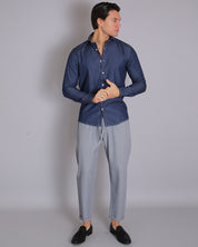 Msm Studio Camicia Denim Scuro in Chambray