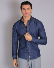 Msm Studio Camicia Denim Scuro in Chambray