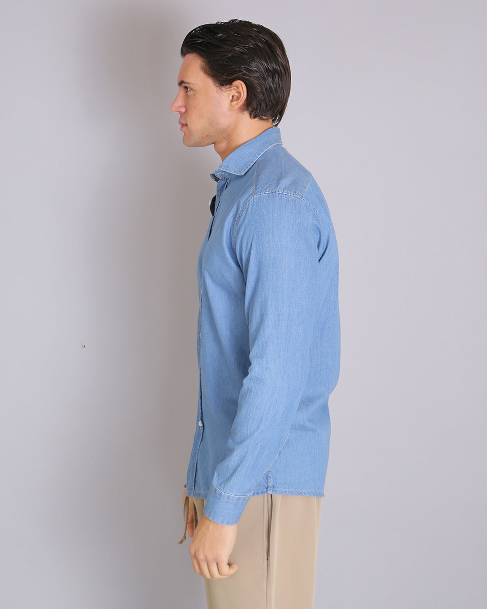 Msm Studio Camicia Denim Chiaro in Chambray