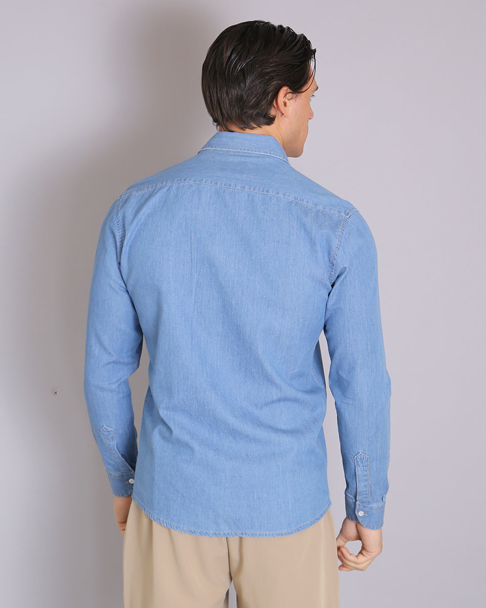 Msm Studio Camicia Denim Chiaro in Chambray