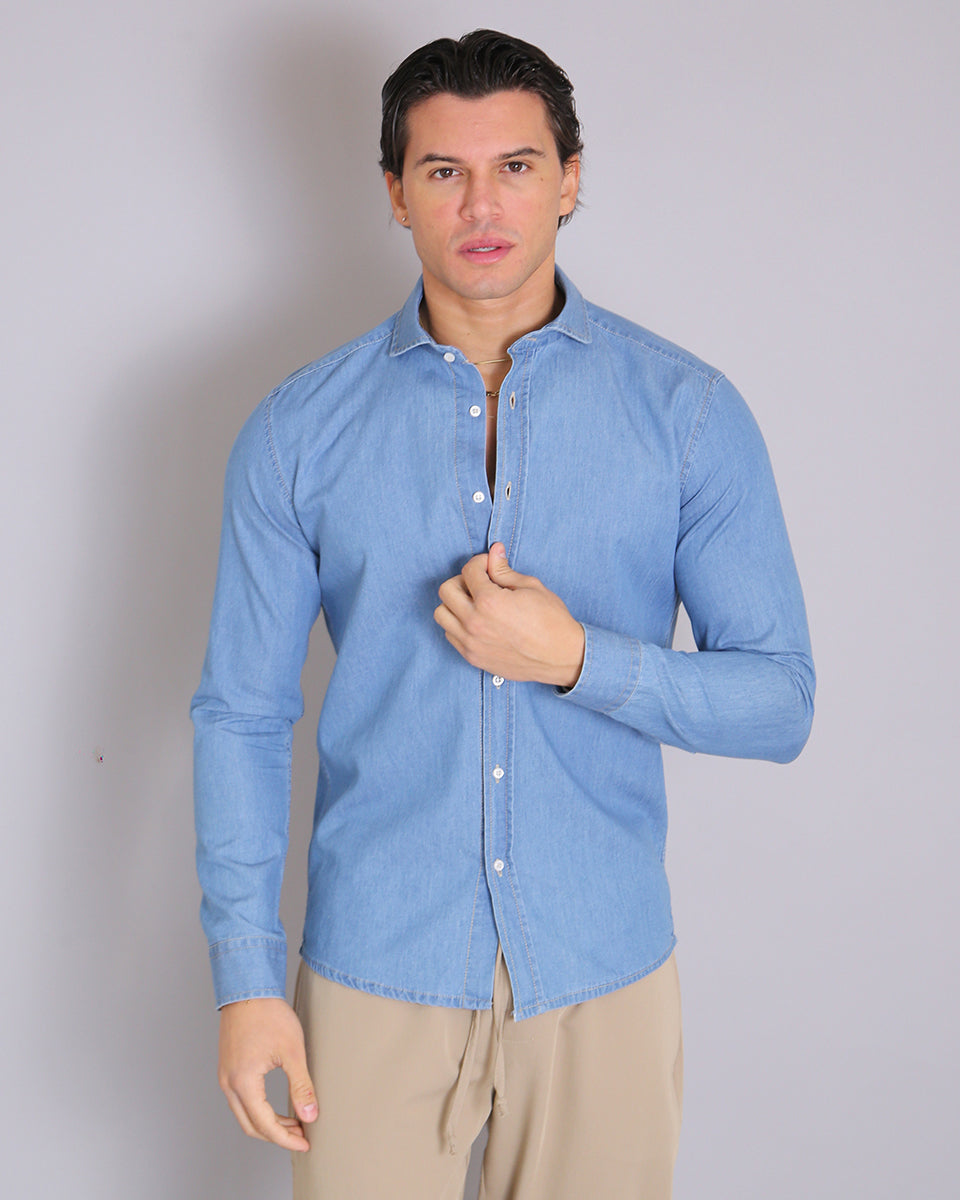 Msm Studio Camicia Denim Chiaro in Chambray