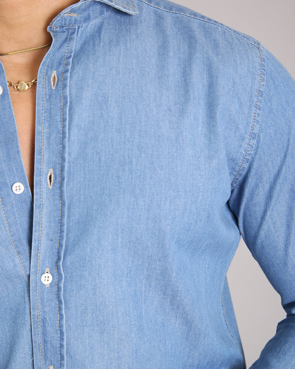 Msm Studio Camicia Denim Chiaro in Chambray