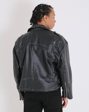 Msm Oversized Leather Jacket Removed