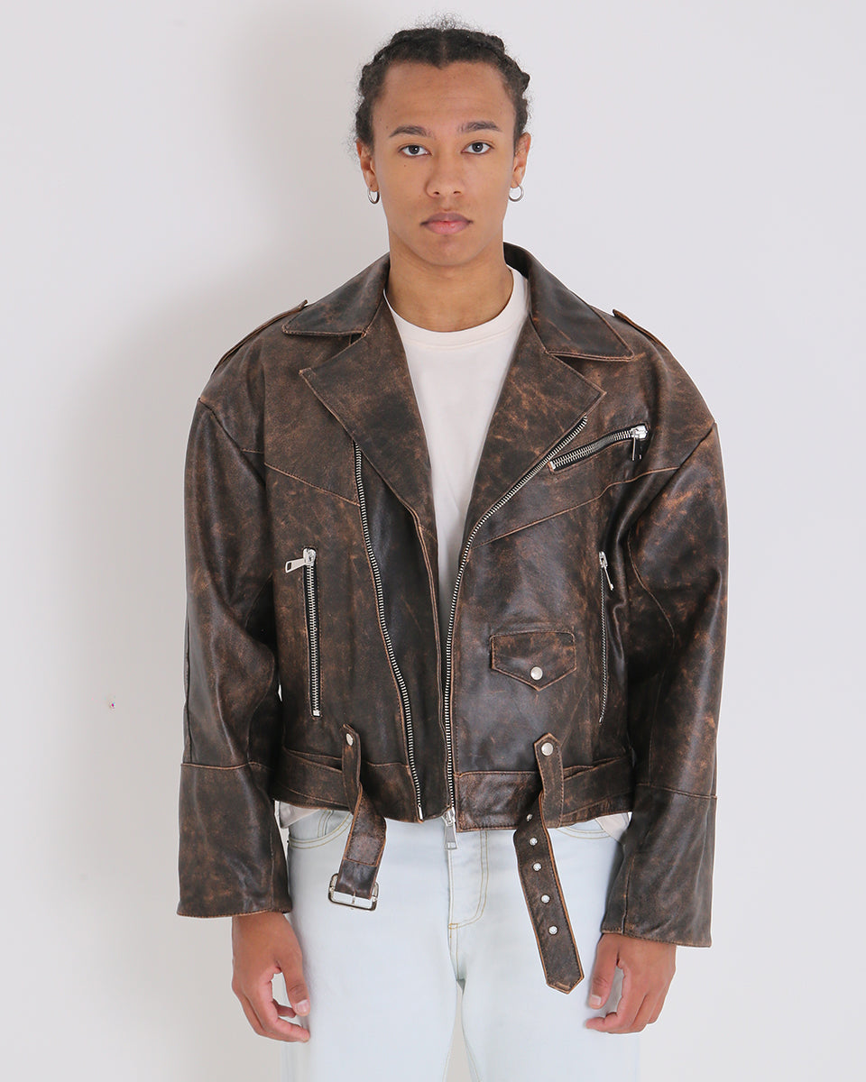 Msm Old America Leather Cropped Jacket