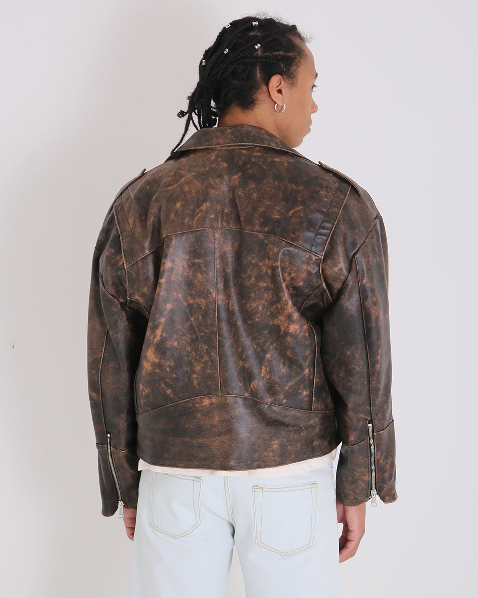 Msm Old America Leather Cropped Jacket