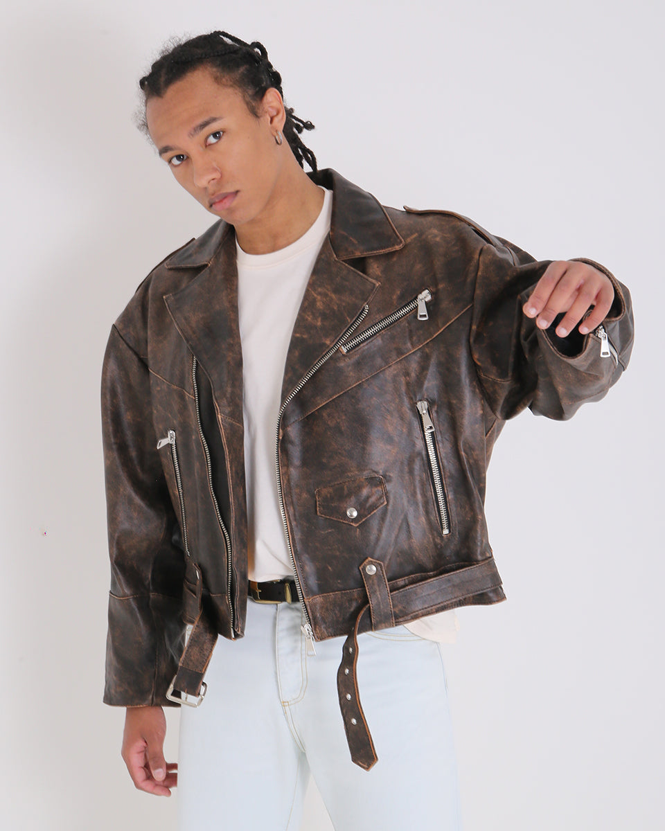 Msm Old America Leather Cropped Jacket