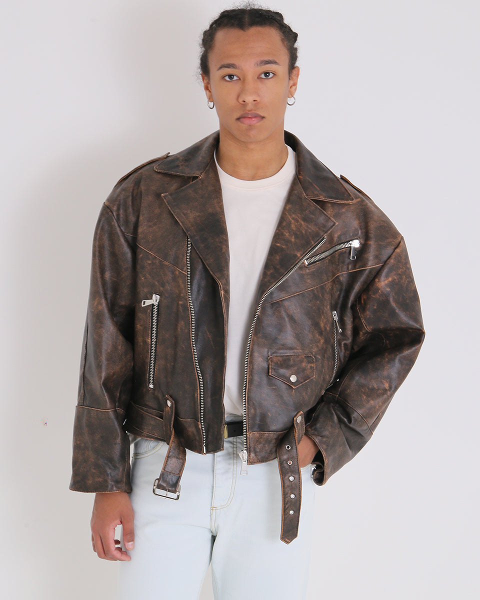 Msm Old America Leather Cropped Jacket