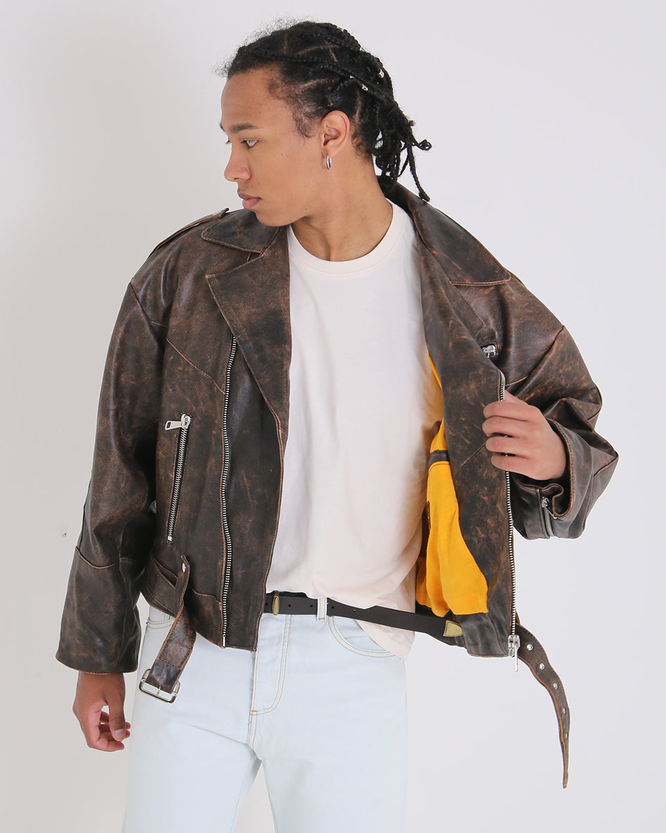 Msm Old America Leather Cropped Jacket