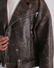 Msm Old America Leather Cropped Jacket