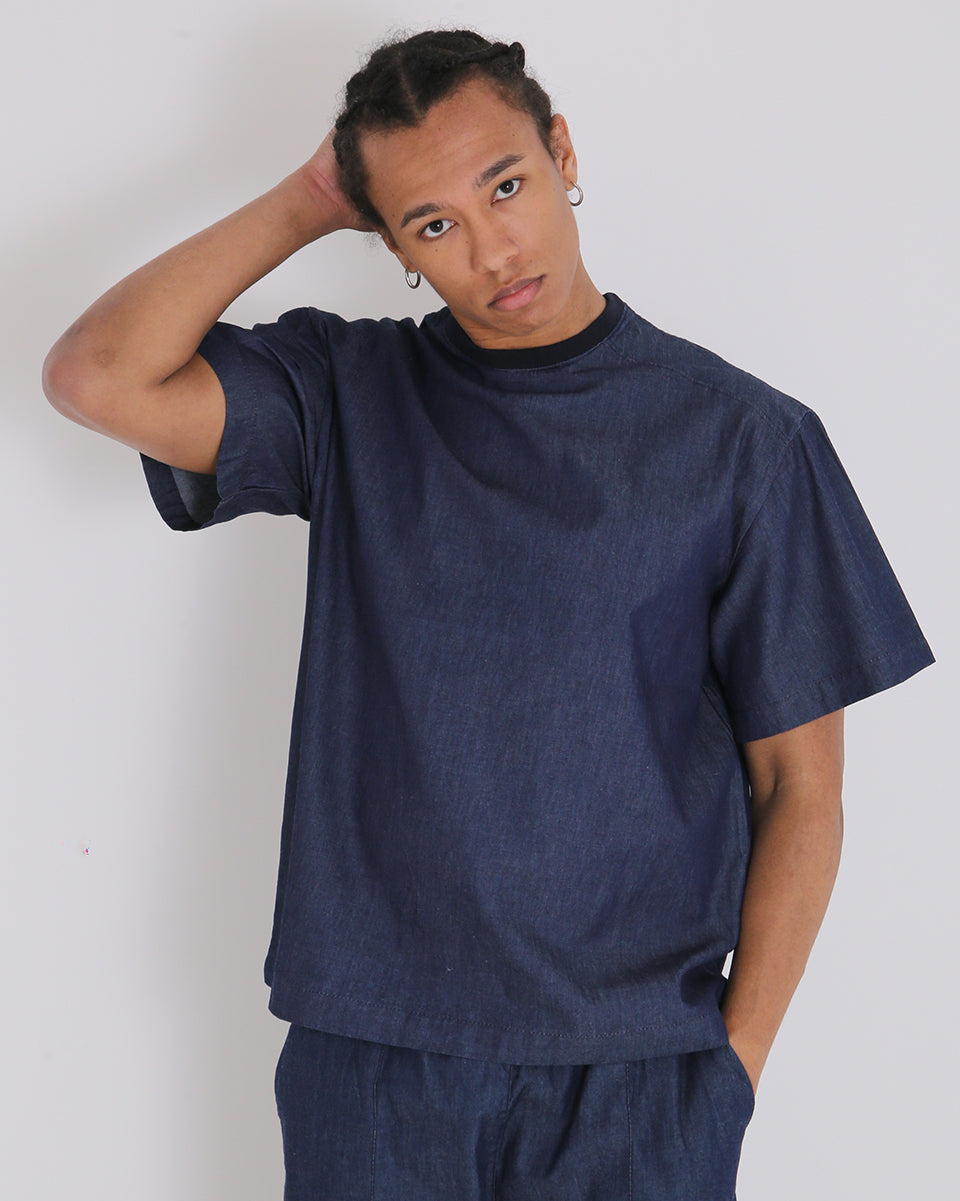 Msm Studio Chambray crew neck T-Shirt 