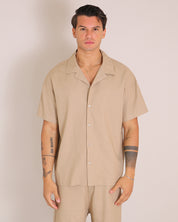 Msm Studio Bowling Collar Linen Shirt 