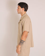 Msm Studio Bowling Collar Linen Shirt 