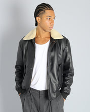 Bomber in pelle con pelliccia