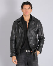 Giacca Chiodo in pelle Total black