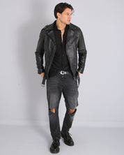 Giacca Chiodo in pelle Total black