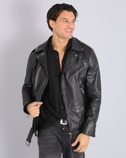 Giacca Chiodo in pelle Total black