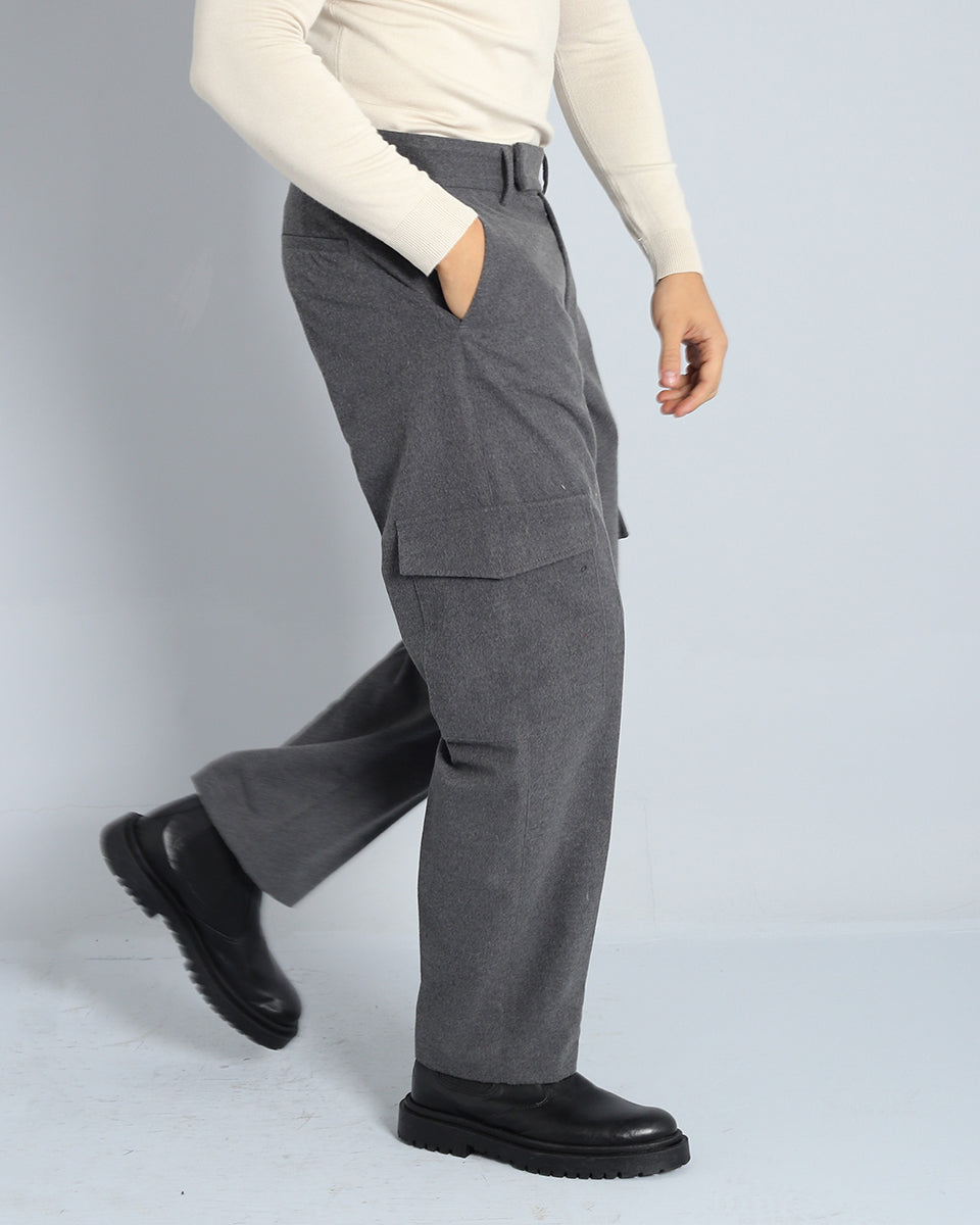 Pantalone Wide fit Cargo in panno