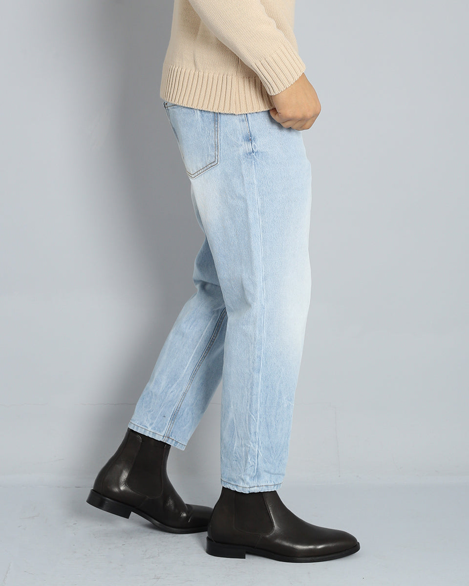 Denim Cropped Fit Effetto Slavato