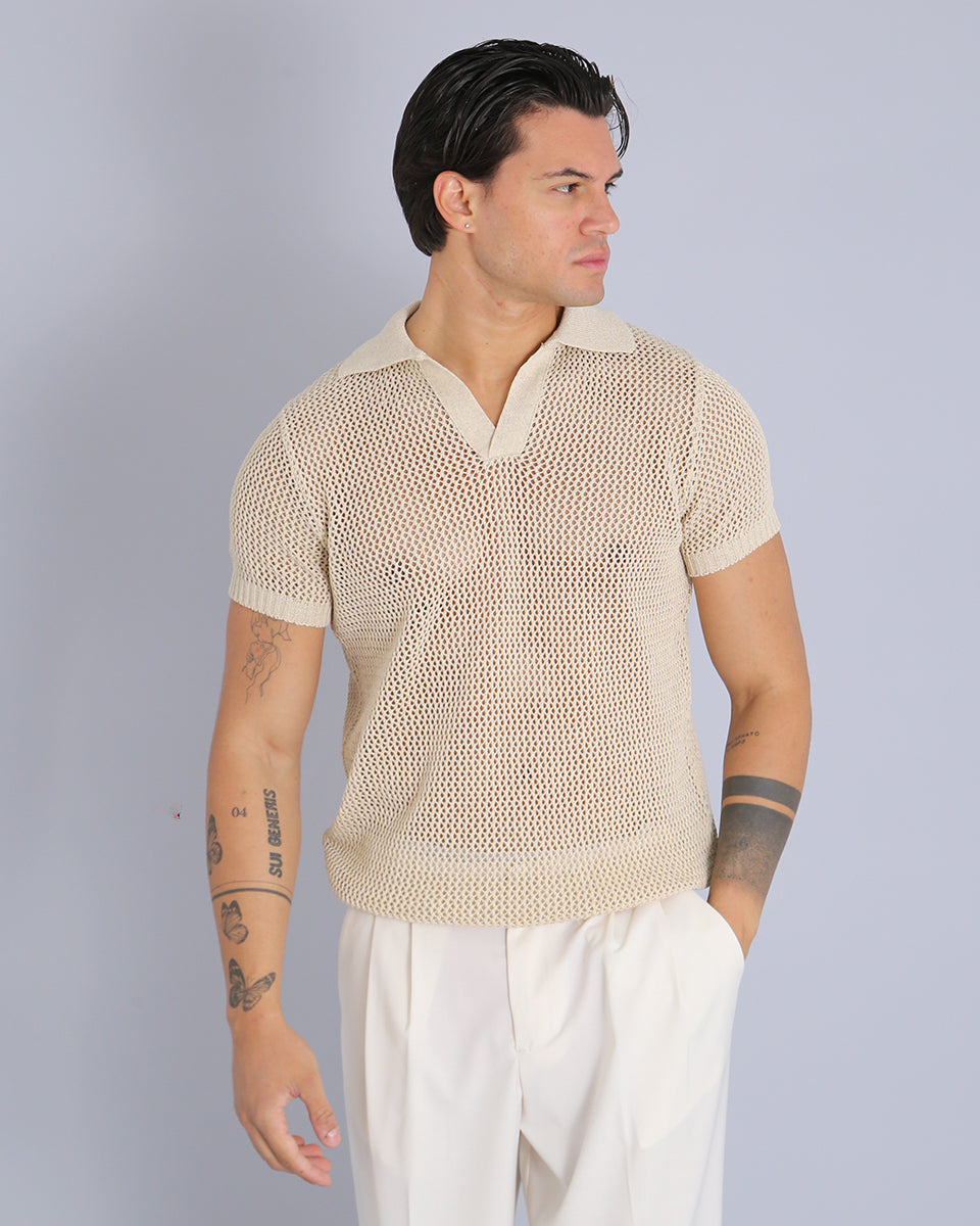 Msm Studio Polo in openwork thread