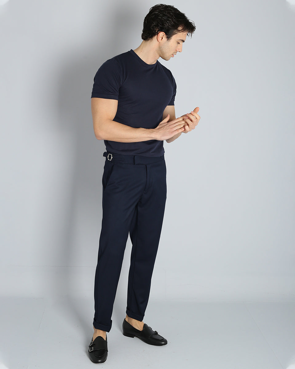 Structured Pants with Buckle 