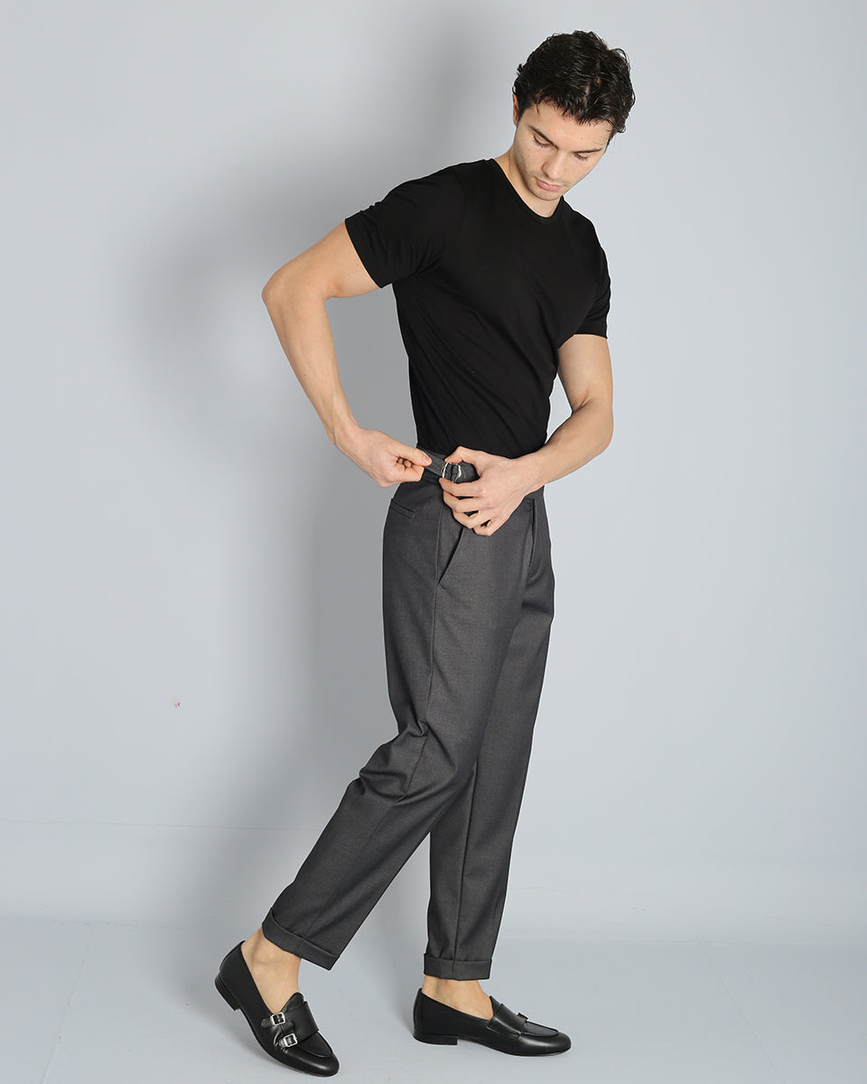 Structured Pants with Buckle 