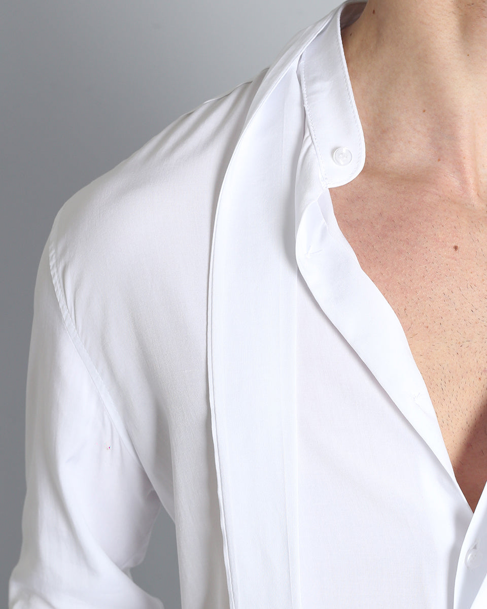 Camicia morbida in viscosa con fiocco