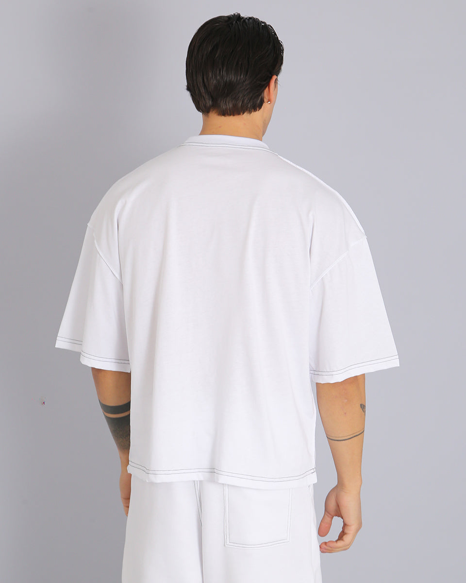 Msm Studio T-Shirt Cropped con impunture