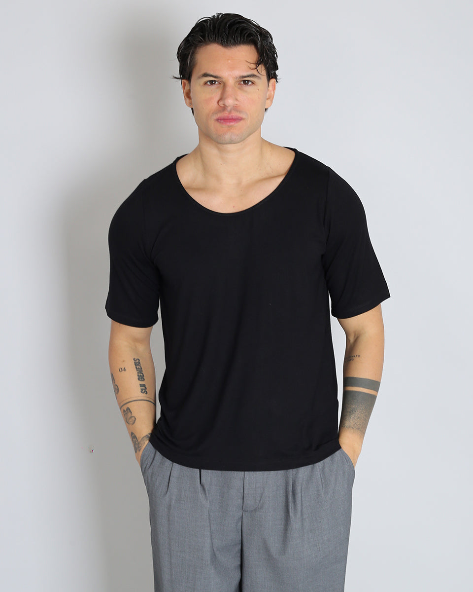 Msm Studio Viscose Boat Neck T-Shirt