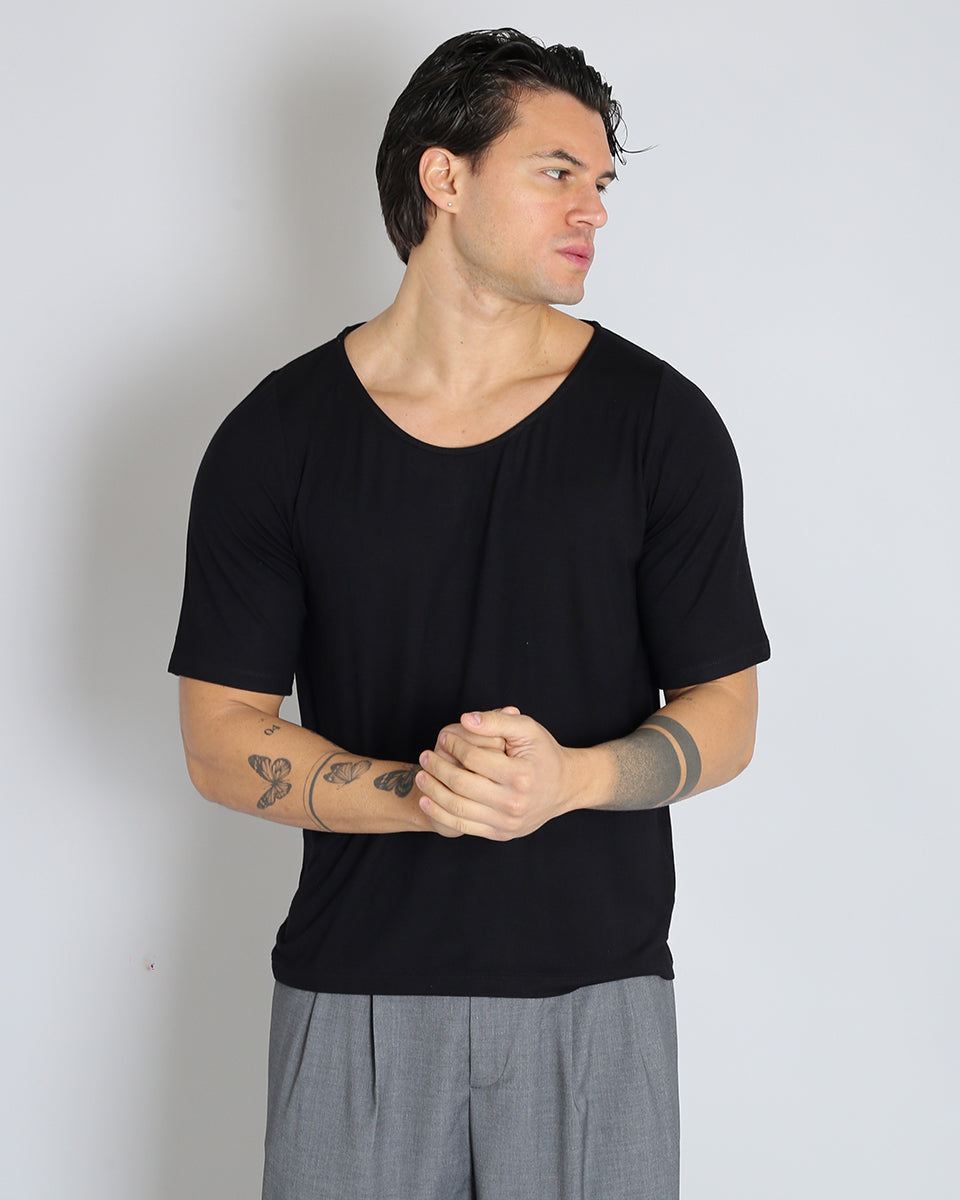 Msm Studio Viscose Boat Neck T-Shirt